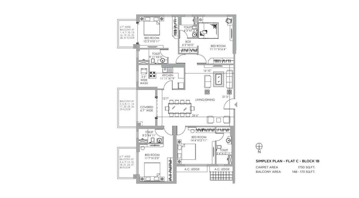 unit-4BHK_SIMPLEX-PLAN---FLAT-C---1730 sq ft--